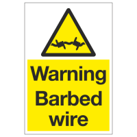 Warning barbed wire sign