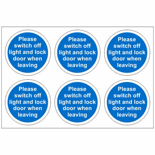 Please Switch Off Light and Lock Door When Leaving Stickers