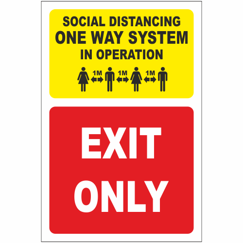 One Way System Social Distancing In Operation Sign 