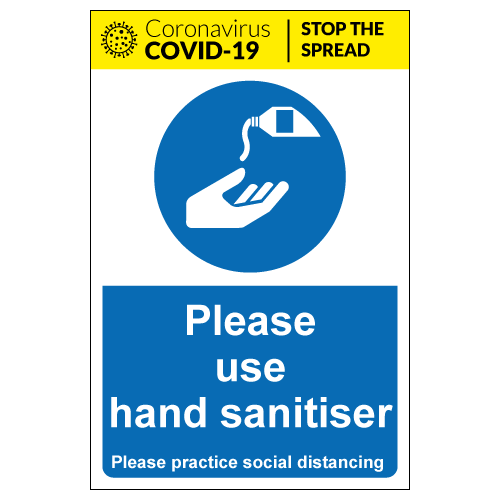 Sanitiser Sign Please Use Sanitiser Signs Stickers Adhesive Waterproof V1123 